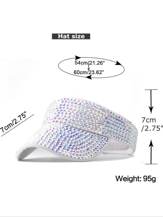 Rhinestone Embellished White Visor main image 4